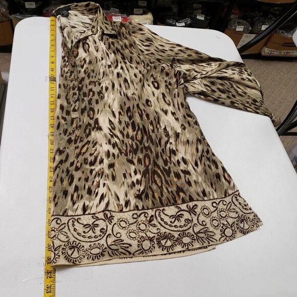 Maggie Barns Womens Animal Print Popover Top Size 3X Mob Wife Stretch Artsy - Picture 7 of 9
